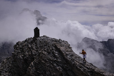 Scenic view of volcanic mountain against sky