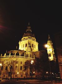 Low angle view of church at night