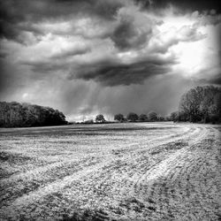 Scenic view of landscape against cloudy sky