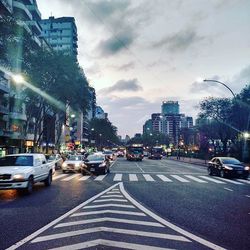 Road passing through city street