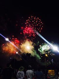 Firework display at night