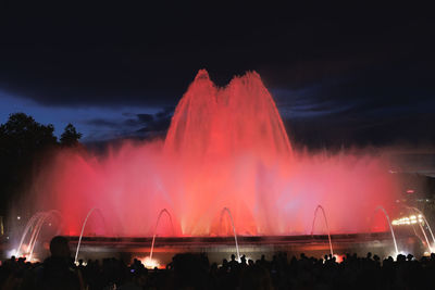 Colors of magic fountain of montjuïc in barcelona's plaça d'espanya, - spain.