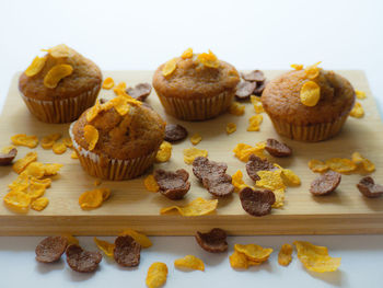 Close-up of cupcakes on table