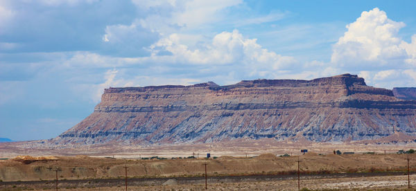 Panoramic view of land against cloudy sky