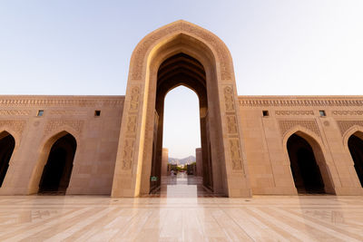 Low angle view of historical building against clear sky