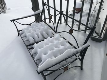 High angle view of snow on table