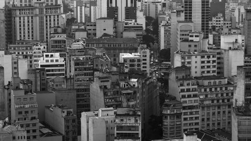 High angle view of buildings in city