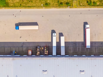 Aerial view of goods warehouse. logistics center in industrial city zone from above. aerial view of 