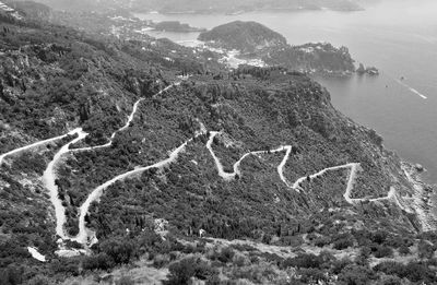 Scenic view of tree mountains against sky