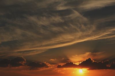 Low angle view of sky at sunset