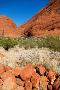 Scenic view of rocky mountains against sky