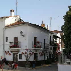 Exterior of buildings against clear sky