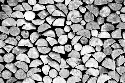 Full frame shot of firewood pile