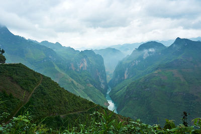 Scenic view of mountains against sky