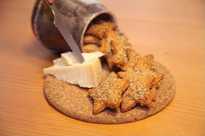 Close up of cookies and cheese