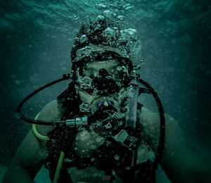 Portrait of person swimming in sea