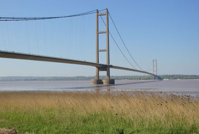 View of suspension bridge against sky