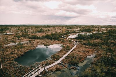 Scenic view of landscape against cloudy sky