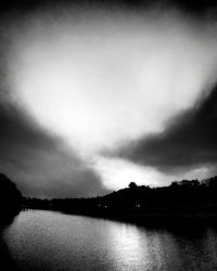 Scenic view of lake against cloudy sky