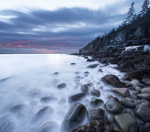 Boulder beach sunrise on rugged maine acadia nat'l park