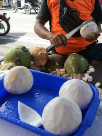 Close-up of man with food