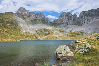 Acherito lake in the aragonese pyrenees, huesca, spain