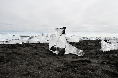 Scenic view of frozen landscape against sky