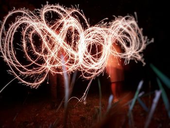 Close-up of light painting at night