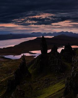 Scenic view of isle of skye during sunset