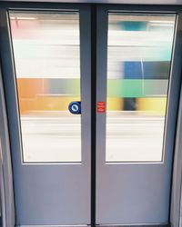 Close-up of train window