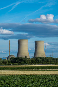 Cooling towers at nuclear plant at grafenrheinfeld, germany