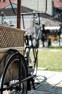Close-up of bicycle in basket