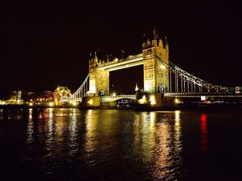 Bridge over river at night