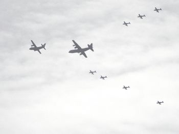 Low angle view of airplane flying in sky