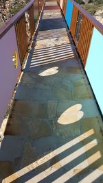 High angle view of shadow on water