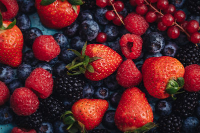 High angle view of strawberries