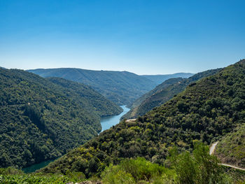 Scenic view of mountains against clear sky