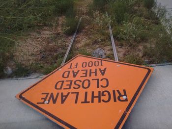 Close-up of information sign