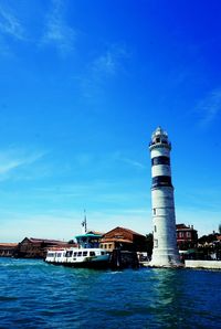 View of sea against blue sky