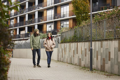 Man and woman walking together