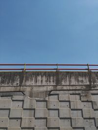 Low angle view of building against clear blue sky