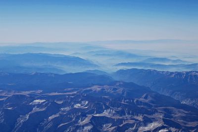 High angle view of dramatic landscape against sky