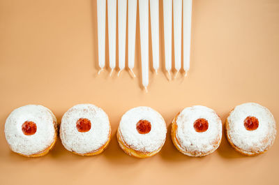 High angle view of food on white background