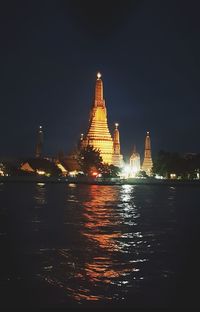 Illuminated temple at night