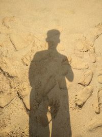 Shadow of man on sand