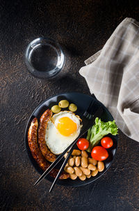 High angle view of food on table