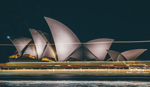 View of modern building at night