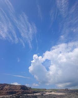 Scenic view of landscape against blue sky