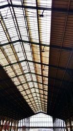 Low angle view of roof at railroad station