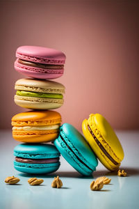 Close-up of macaroons on table